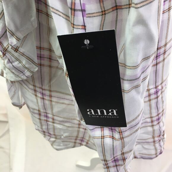 A.n.a. Ruffle short sleeve tee plaid large - Picture 10 of 16